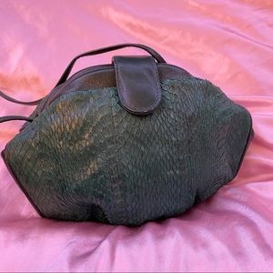 Vintage Emerald Faux Crocodile Clutch with Straps